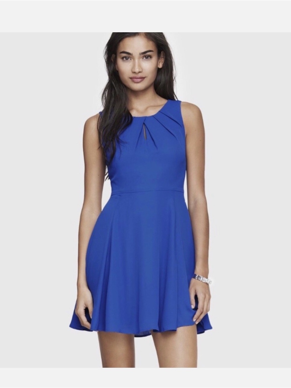 Express Cobalt Blue Sleeveless Fit & Flare Mini Dress